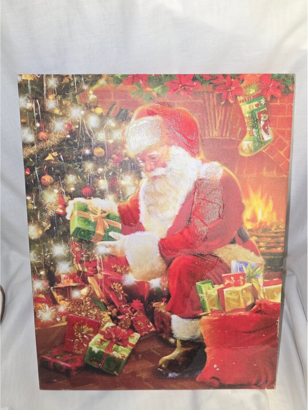 Christmas Aglow Santa Claus 11x14 Textured Canvas Wall Art Simon Mendez